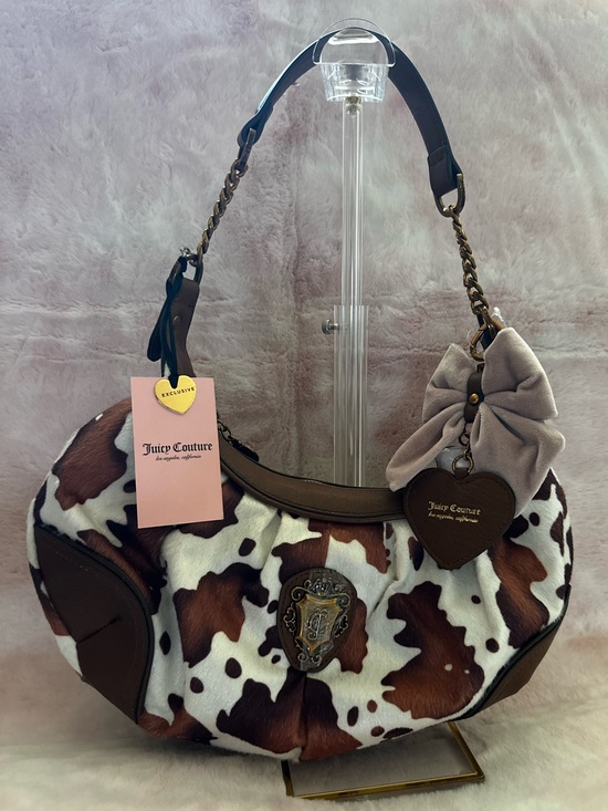 Juicy Couture Handbags - Saddle Brown Cow Print Hobo Shoulder Purse - Juicy Couture NWT